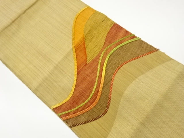 JAPANESE KIMONO / STRING-THROUGH CURVED PATTERN WEAVING NAGOYA OBI